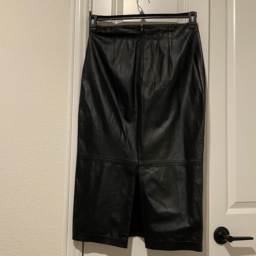 Ruth Wagner Vintage Black Lamb Skin Leather Skirt - Picture 5 of 12